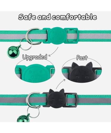 Taglory Reflective Cat Collar 2-Pack | Adjustable Safety Clasp & Bell | Turquoise 15-20cm for Kittens & Cats - Buy Online on GoSupps.com