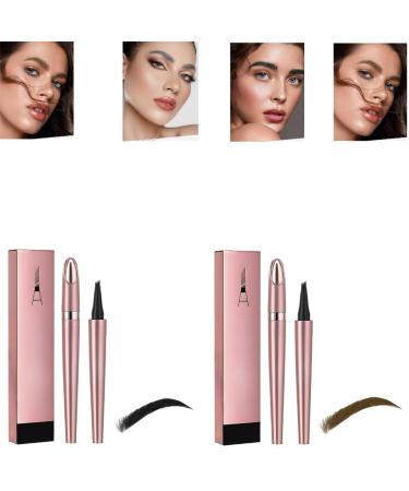 2024 New Magic Eyebrow Pencil 3D Waterproof Microblading Eyebrow Pencil Contouring Pen Magic Eyebrow Pencil Long-Lasting Natural Fine Stroke Eyebrow Pencil (Dark Brown+Black)