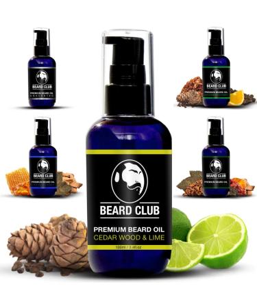 Beard Club - Cedar Wood & Lime Beard Oil Bottle 100ml - Beard Oil for Men - Beard Care - Beard Softener for Men - Beard Conditioner for Men Cedar Wood & Lime 100 ml (Pack of 1)