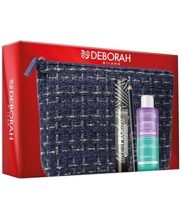 DEBORAH Deborah Milano - Gift set: Mascara Like a Pro Tint 24 Hour Eye Pencil Waterproof Biphasic Makeup Remover and pouch.