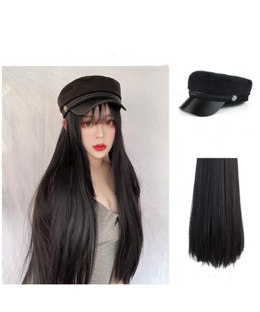 Buy BGHJUE Long Navy Hat Wig - Black Straight Hair for Women | Autumn & Winter Full Headgear Fashion - Buy Online on GoSupps.com