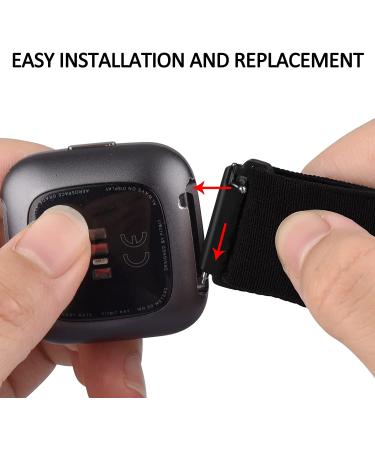 Amzpas 3 Pack Adjustable Elastic Watch Bands for Fitbit Versa 2/Versa/Versa Lite - Black Leopard Design - Soft Stretchy Loop Bracelet for Women and Men - Replacement Wristbands - Fitbit Versa 2 Smart Watch Compatible - Buy Online on GoSupps.com