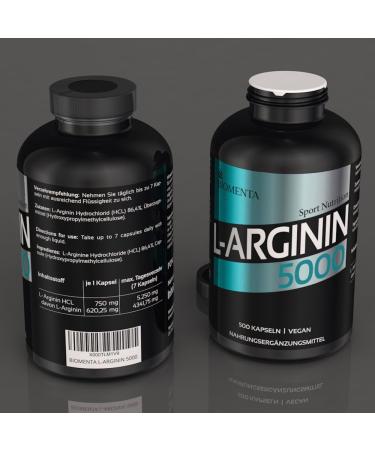 BIOMENTA L-Arginine 5000 High-Dose Vegan Capsules | 500 Premium Quality Arginine Supplements for Optimal Health - Buy Online on GoSupps.com