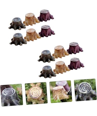 Gogogmee 12pcs Small Stump Stool Terrarium Decor Mini Garden Figurines Root Stump Ornament Retro Decor Resin - Buy Online on GoSupps.com