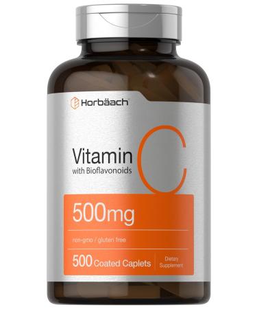 Horb ach Vitamin C 500mg | 500 Caplets | with Bioflavonoids and Rose HIPS | Supplement for Women and Men | Vegetarian Non-GMO and Gluten Free