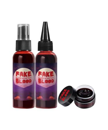 Halloween Prank Props Fake Blood Set Halloween Fake Blood Makeup Washable Halloween Fake Blood Halloween Fake Blood Spray Fake Blood Coagulated Gel Halloween Stage Blood Makeup Cosplay Fake