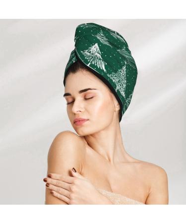 Christmas Trees Microfiber Hair Towel - Super Absorbent Coral Velvet Wrap for Long Curly & Thick Hair | Quick Dry for Women - Buy Online on GoSupps.com