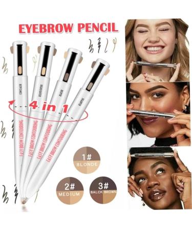 Eyebrow Pen Eyebrow Contour Pen 4 In 1 Makeup Pen Long Lasting Rotate Defining Highlighting Brow Pencil Eyebrow Colours Medium 2# Medium - Buy Online on GoSupps.com