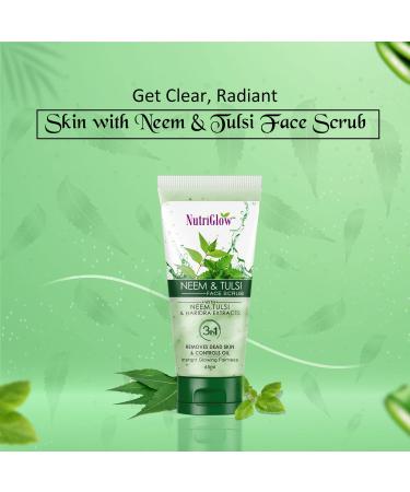 Nutriglow Neem & Tulsi Face Scrub with Oil Control Formula & Dead Skin Removal All Skin Types 65Ml - Buy Online on GoSupps.com