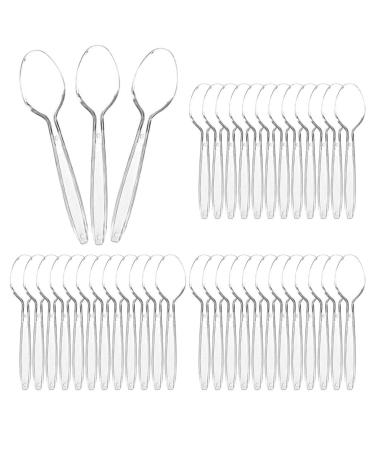 Plastic Cutlery Transparent Disposable Forks Spoons Knife Cutlery Set 300 Pieces Plastic Spoons for Wedding Party Supplies Dinners Catering Food Services