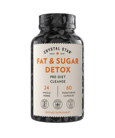 Crystal Star Fat & Sugar Detox (60 Capsules)  Herbal Diet Cleanse & Metabolism Boost Supplement to Help Release Fat & Curb Appetite - Green Tea Extract CLA Dandelion & Chickweed - Non-GMO