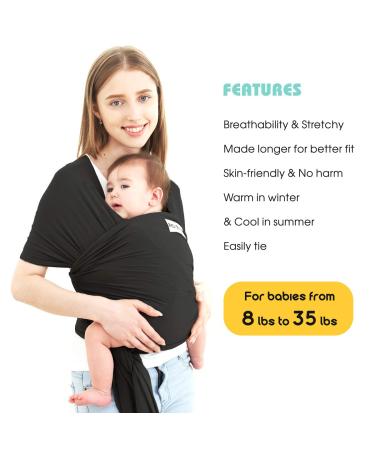 Acrabros Baby Wrap Carrier - Lightweight & Breathable Sling for Newborns | Shower Gift, Black - Buy Online on GoSupps.com