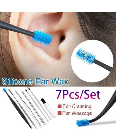 Spiral Ear Wax Remover Set - 7pcs Soft Silicone & Stainless Steel Ear Cleaning Tools - Buy Online on GoSupps.com