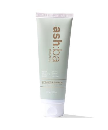 Ashba Botanics Exfoliating Shampoo with Natural AHAs Tea Tree Peppermint Rosemary & Charcoal | Scalp Scrub Gently Cleanse Remove Buildup Reduce Dandruff | No Itchy Scalp | For Men & Women - 120ml