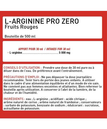 L-Arginine Pro Zero Arginine Body Building Liquid Vegan 500 ml L-Arginine 100% Pure Intense Efforts and Recovery French Eric Favre Laboratory Red Fruits - Buy Online on GoSupps.com