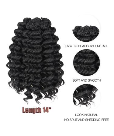 Ocean Wave Deep Twist Crochet Hair 14 Inch - 8 Packs Natural Black Synthetic Braiding Hair Extensions - ToyoTree - Buy Online on GoSupps.com
