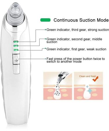 DULASP Blackhead Remover Cleaner 3 Adjustable Suction Power Blackheads Pore Sucker with 6 Suction Probes Rechargeable Blackhead Removal Tool - Buy Online on GoSupps.com