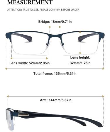 Vevesmundo Men's Sporty Rectangular Reading Glasses Set - Blue Light Filter +1.0 to +4.0 | 3 Pieces - Buy Online on GoSupps.com