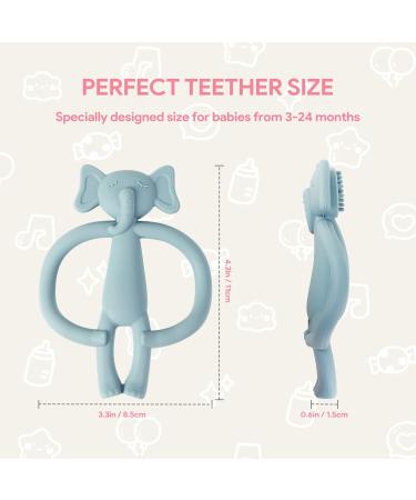 Clundoo Baby Biting Toys - Silicone Elephant & Rabbit Dental Aids for 3-24 Months - Soothe Sore Gums with Comfortable Bite Rings - Buy Online on GoSupps.com