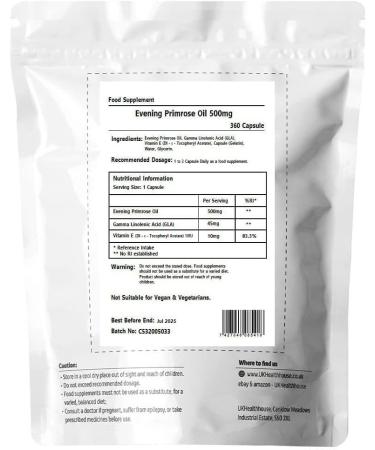 High Strength Evening Primrose Oil Capsules 500mg - 45mg GLA - Cold Pressed - Non-GMO - 360 Count - Buy Online on GoSupps.com