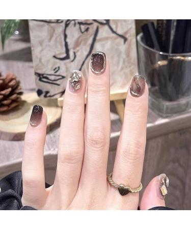 24Pcs/Set Press On Nails Short Black Gold Foil Diamond False Nails Acrylic Fake Nails Full Cover Nails Tips Artificial Finger Manicure Press on nails for Women and Girls - Buy Online on GoSupps.com