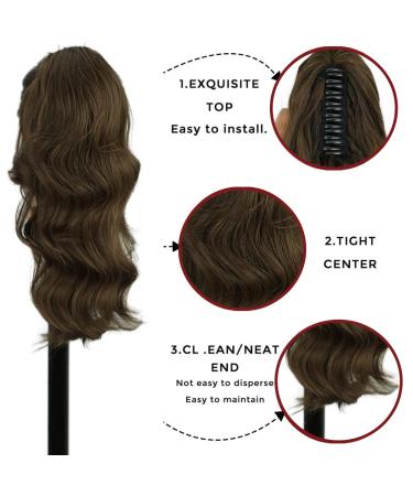 Ponytail Extensions Brown - Long Curly Synthetic Hair with Bracket - 40cm Braid Ponyture - Realistic 8/10 #082d-16 - Buy Online on GoSupps.com