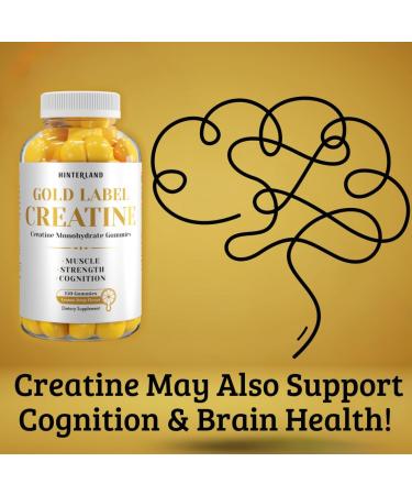 Hinterland Gold Label Creatine Monohydrate Gummies - 5 000mg Strength & Muscle Building Supplement | 150 Chews for Brain Health (30 Servings - Buy Online on GoSupps.com