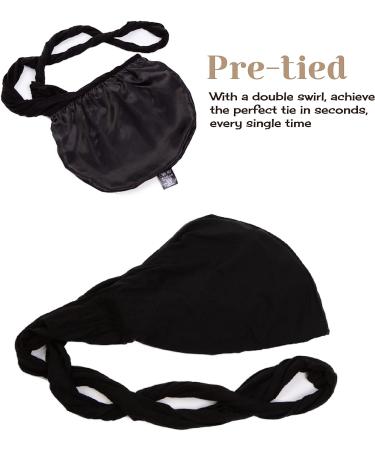 Satin Lined Silk Turban Head Wrap | Pre-Tied Skull Cap for Men & Women | Soft Bamboo Outer Material | Medium Black - Buy Online on GoSupps.com