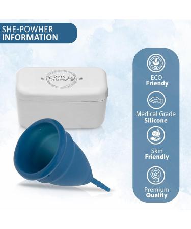 Shepowher Menstruation Cup & Carrying Bag - Flexible 100% Medical Silicone High Quality Easy to Use & Clean - Eco-Friendly Alternative to Tampons - Buy Online on GoSupps.com