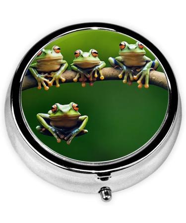 Funny Frogs Mini Round Pill Box | 3 Compartment Travel Organizer | Portable Medicine Case for Home & Office - Buy Online on GoSupps.com
