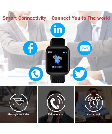 Smartwatch for Android & iOS Phones - Waterproof IP68 Fitness Tracker with Heart Rate Monitor - Black Smart Watch for Men and Women - Buy Online on GoSupps.com