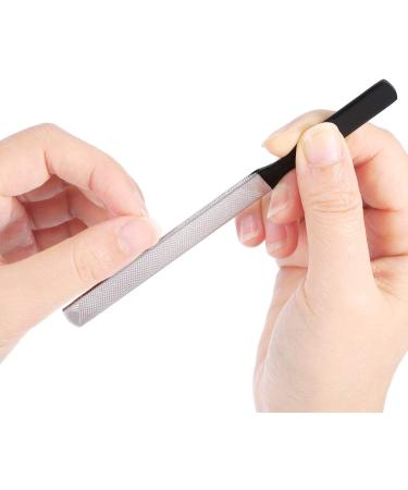 Quesuc 2 Pieces 4 Sides Stainless Steel Nail File Manicure Nail Tools 2 Size (Black) - Buy Online on GoSupps.com
