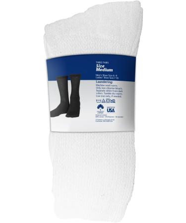 Truform Diabetic Socks for Men & Women - Medical Crew Length Mid Calf 3 Pairs - White - Optimal Comfort & Support - Buy Online on GoSupps.com
