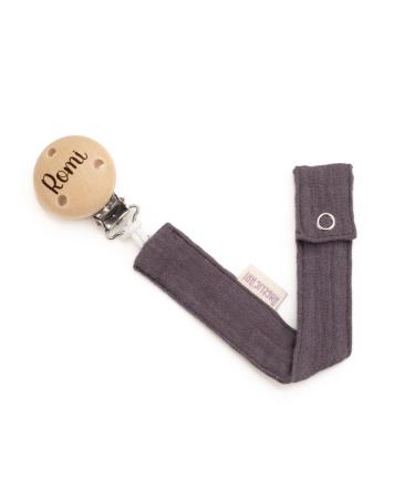 Custom AngelicArt Pacifier Strap - Engraved Names for Boys & Girls - Gift for Babies - Dark Gray - Wide Color Selection - Buy Online on GoSupps.com