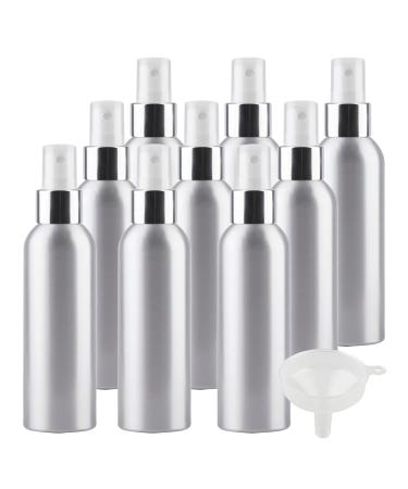 TIANZD 12 Pcs 150ml Empty Silver Aluminium Fine Mist Spray Bottle with White/Silver Metal Spray Head Refillable Travel Alu Bottles for Body Sprays Room Fragrances Perfumes Hair Garden Funnel Silver 150ml