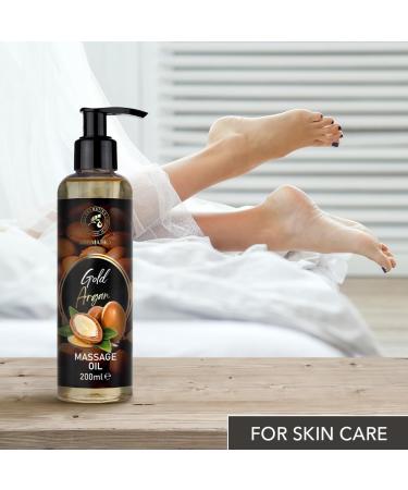 Golden Argan Massage Oil 200ml - Almond Grape Seed Peach & Jojoba Oils - Relaxation & Skin Care - Premium Cosmetic Oil - Buy Online on GoSupps.com