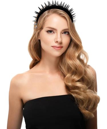 Studded Black Headband Studded Headbands for Women Hair Accessories Goth Hair Accessories Halloween Studded Headbands for Women Fashion Punk Girl Silver - Buy Online on GoSupps.com