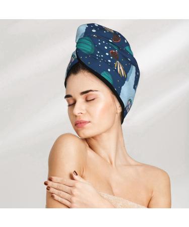 Alpaca Astronaut Microfiber Hair Towel Wrap - Super Absorbent Coral Velvet Quick Dry Cap for Long & Curly Hair | Ideal for Women - Buy Online on GoSupps.com