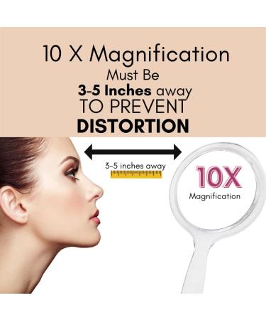 RUCCI Round Hand Held Magnifying Makeup Mirror 10X 1X - Double-Sided Clear Acrylic Personal Mirror for Women (5 Inch) - Buy Online on GoSupps.com