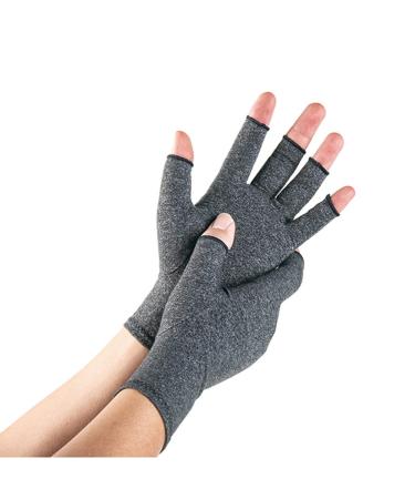 Fingerless Gloves 1 Pair Compression Gloves for men and women Compression Glove Relieve Hand Pain Swelling Small Gray
