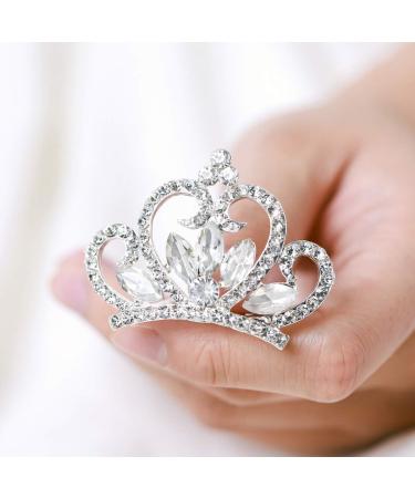 Yean Princess Crown Comb - Mini Crystal Rhinestone Silver Tiara Flower Hair Comb for Birthday Party and Girls - Buy Online on GoSupps.com