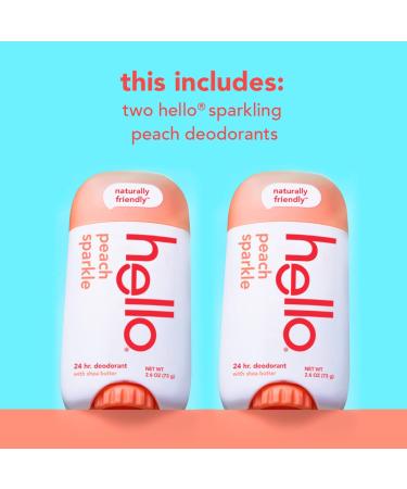 Hello Peach Aluminum Free Deodorant for Women + Men Natural Fragrance Dermatologically tested Baking Soda Free Parabens Free Dye Free 24 Hour Odor Protection (Pack of 2) Peach 2.6 Ounce (Pack of 2) - Buy Online on GoSupps.com