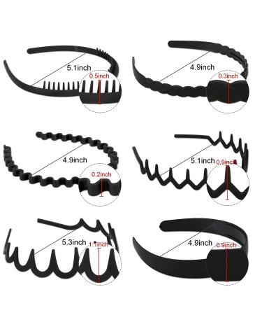 WHAVEL 6 PCS Non Slip Plastic Headbands for Women - Black Zig Zag Wavy Headbands with Teeth Comb - Effortless Hair Bands for Women, Men, Teen Girls - Buy Online on GoSupps.com