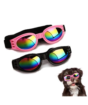 CHULAI 2Pcs Stylish Pet Glasses Cool Dog Sunglasses Dog Doggles Waterproof Windproof Eyewear UV Protection Sunglass for Doggy Puppy