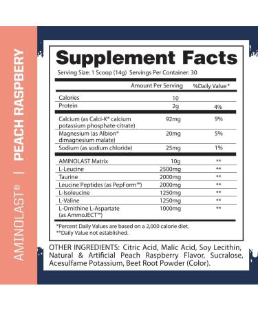 Buy Gaspari Nutrition AminoLast - Muscle Recovery & Endurance BCAA Fuel (Peach Raspberry) | 30 Servings | International Shipping Available - Buy Online on GoSupps.com