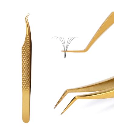 Lash Extension Tweezers for Eyelash Extensions The Most Precision Thin Tips Eyelash Extension Tweezers for Volume Lash Extensions-45 Degree Tweezers Gold-45 Degree Tweezers