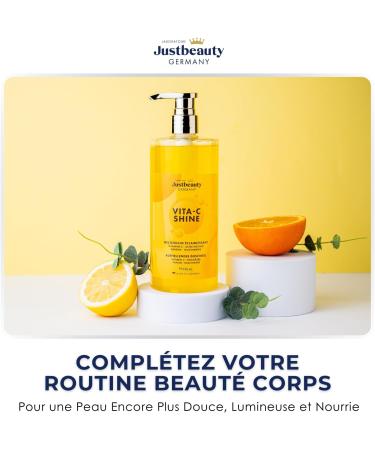 Vita C Shine Whitening shower gel 620 ml extra strong with vitamin C niacinamide kojic acid and hyaluronic acid moisturizing and complexion compensating - Buy Online on GoSupps.com