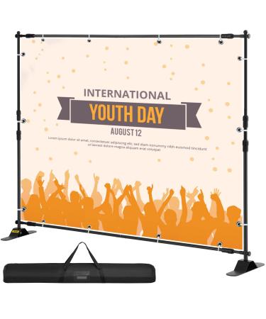 VEVOR 8 X 8 Ft Banner Stand Adjustable Height and Width Display Backdrop Lightweight Portable Trade Show Wall for Photography 88feet