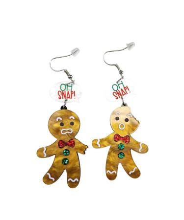 Feylie earring exaggerated Christmas acrylic earrings gingerbread man dangle earrings simple drops earrings statement jewelry for women