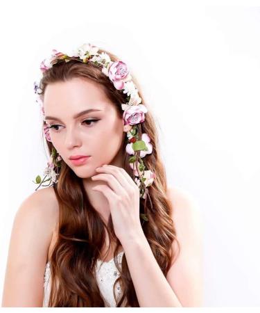 Winslet Elegant Lace Flower Wreath Headband Garland Pregnant Flower Crown with Adjustable Ribbon for Wedding - Buy Online on GoSupps.com